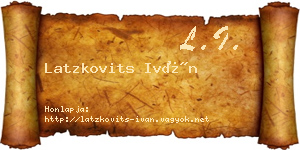 Latzkovits Iván névjegykártya